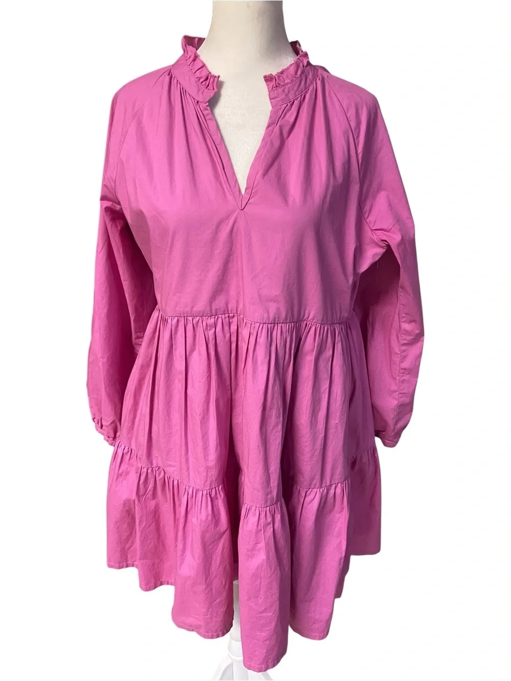 J Crew Pink Poplin Tiered Dress Size S Lined Pockets Barbiecore Feminine
